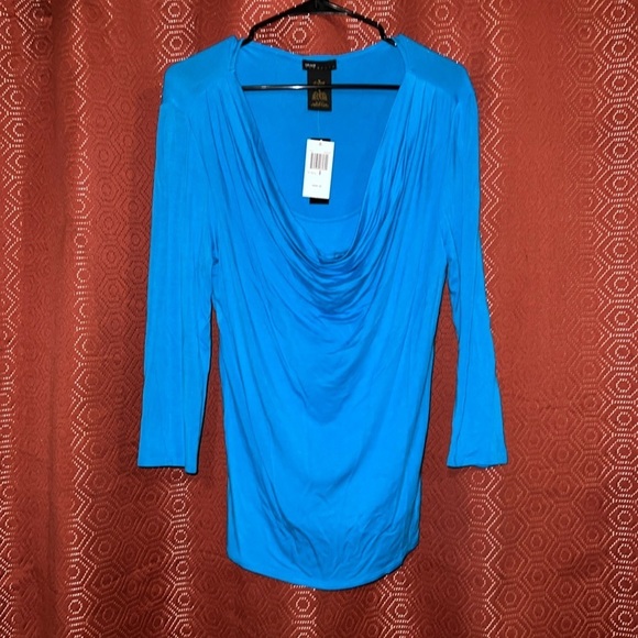 Grace Elements Blue Drape Top M NWT - Picture 1 of 5